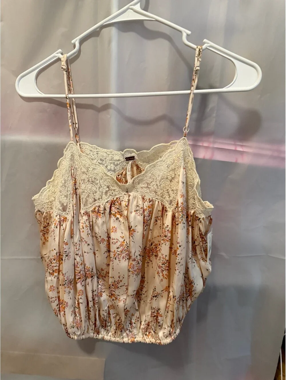 Free People Floral Lace Trim Cami Top XS NWT